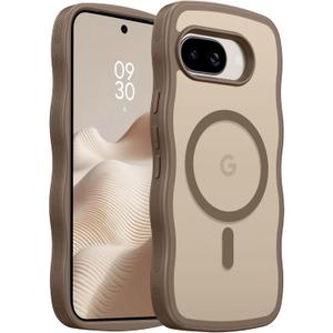 BENTOBEN for Google Pixel 9a Case [Compatible with MagSafe] Cute Curly Wavy Anti-Slip Bumper Magnetic Matte Slim Thin Women Girls Boys Protective Phone Cover for Google Pixel 9a 6.3", Desert Titanium