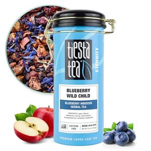 Tiesta Tea Blueberry Wild Child, Loose Leaf, Blueberry Hibiscus Herbal Tea, Premium Non-Caffeinated Blend, Make Hot or Iced, Brews Up to 50 Cups, 5.5 Ounce Refillable Tin Exp. 3/24/2028