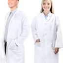 Snwquik Lab Coat for Men&Women,Doctor Costume for Adults,White Long Sleeve Unisex Science Chemistry Lab Coat, 3XL