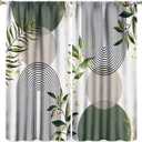 Boho Leaf Curtains, Mid Century Abstract Green Leaves Tropical Plants Modern Minimalist Window Treatments for Bedroom Living Room Kitchen Cafe Bohemian Drapes, 42x45 Inch Decor