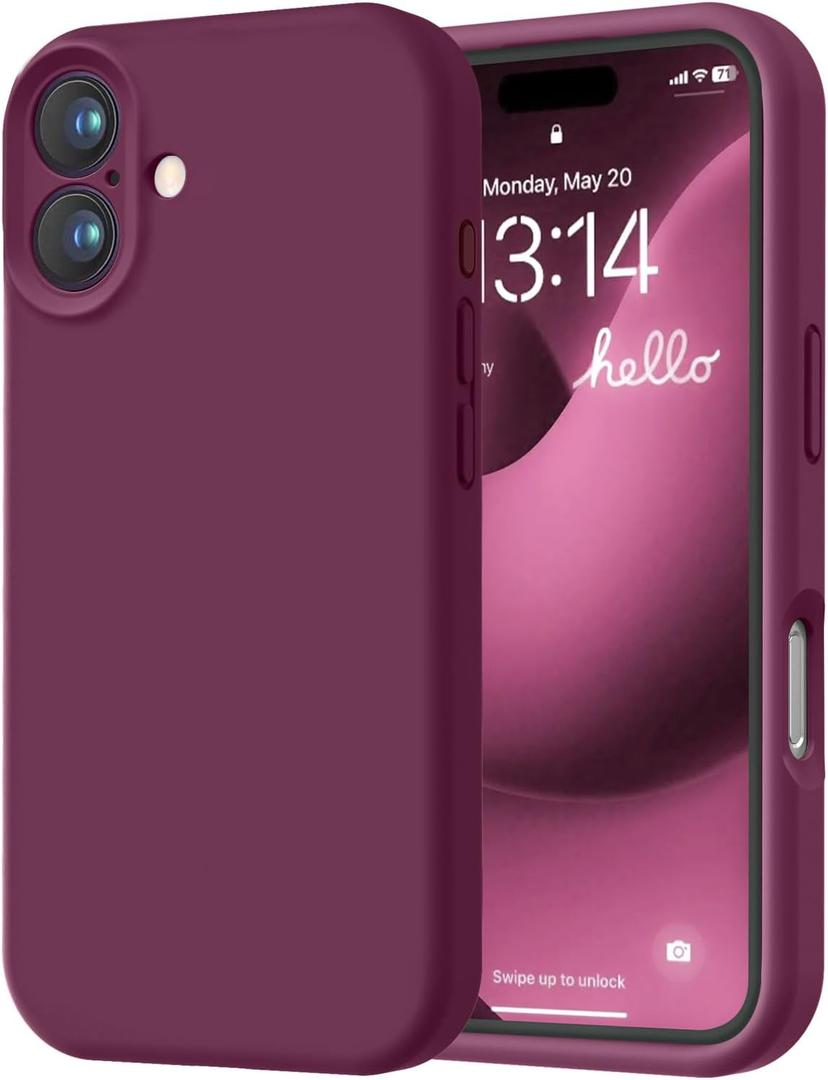 LOVE 3000 Designed for iPhone 16 Case, Premium Silicone with [Soft Anti-Scratch Microfiber Lining] Shockproof Protective Phone Case for Men Women Girls 6.1", WineRed