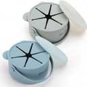 Silicone Snack Cups for Toddlers, Toddler Snack Containers, Baby Treat Catcher with DustProof Lid 2 Pack Dishwasher Safe & BPA Free 9 Oz (Light Blue Green)