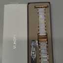 V.R.HOPE Apple Watch Band for Women 38mm 40mm 41mm 42mm Fashion Rose Gold Stainless Steel Metal Strap with Resin Inlay, Fashion Bracelet Compatible with iWatch Series 11/10/9/8/7/6/5/4/3/2/1/SE (Fluorescent White+Rose Gold)