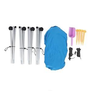Large UPF50+ Beach Tent Sun Shelter for 8 Person, Quick Setup Portable Canopy with 4 Aluminum Poles, Lightweight Outdoor Shade Camping Fishing Picnic Backyard Fun (Blue)