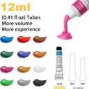 48 PCS Paint Kits for Kids with Writing Tablet, 12 Acrylic Paints, 12 Markers, 10 Brushes, 6 Canvas Panels, 3 Coloring Books Wood Easel, Paper Pad for Beginner Toddlers