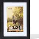 KTKDE 16x24 Picture Frame,Poster Frame Display Pictures 12 x 18 with Mat or 16x24 Without, Tempered Glass, 24 by 16 Black Wooden Frame Wall Gallery Photo Frame best gift