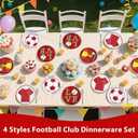 60 Pcs Soccer Paper Plates - 9" Football Fans Dessert Paper Plates Disposable Red Soccer Platters for Boys Girls Adults Football Theme Party Sports Party Supplies