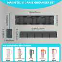 Magnetic Cup Holder for Stanley 40 oz, Fridge Magnet Organizer Set Include Stanley Cup Holder - Tumbler Lid Organizer - 6 Hooks for Storage Kitchen Accessories, Storage for Stanley Accessories