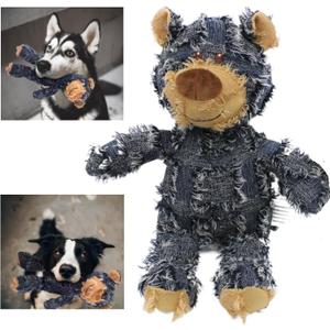 MAXBECK Dog Companion for Heavy Chewers- Indestructible Robust Bear Dog Toy, Resistant Squeaky Dog Toys for Heavy Chewers, Unbreakable Stuffed Plush Dog Toys for Aggressive Chewers (A-Navy)