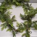 2PCS 9FT Artificial Christmas Garland, Cedar Garland -Real Touch Greenery Cypress Pine Garland for Mantle Table Railing Fireplace Indoor & Outdoor Christmas Decorations