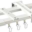 Double Curtain Track Wall Mount, Ceiling Conjoined Drop Curtain Rail, Heavy Duty Rod for Living Room (Length 9FT)