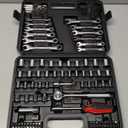 121 Piece Mechanic Tool Set, 1/4 & 3/8 Inch Drive Metric & Standard Socket Wrench Kit, for General, Home, Car, Mechanics, Automotive Repair Tool Kit and as A Gift