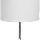 Simple Designs LT2007-WHT Chrome Mini Basic Table Lamp with Fabric Shade, White (No Bulb)