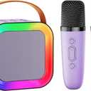 Mini Karaoke Machine Speaker for Kids Adults, Portable Bluetooth with 1-2 Wireless Microphones, Christmas Birthday Gifts Toys Girls Boys Ages 4, 5, 6,7, 8,9,10,11,12+ Years Old Toddler (Purple - 2 Mic)