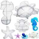 4 Pcs Ocean Theme Resin Molds 3D Large Silicone Epoxy Resin Seahorse Shells Starfish Octopus Molds for DIY Art Craft Wall Hanging Home Decor Holiday Gifts