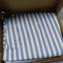 Amazon Basics Lightweight Super Soft Easy Care Microfiber 3 Piece Bed Sheet Set With 14-inch Deep Pockets - Twin, Dusty Blue Pinstripe,Printed