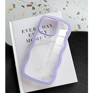 Jmltech for Silicone iPhone 16 Pro Max Case Wave Clear Curly Wave Frame Shape Soft Flexible Cute Shockproof Hybrid Phone Cases for iPhone 16 Pro Max Purple Brand: Jmltech
