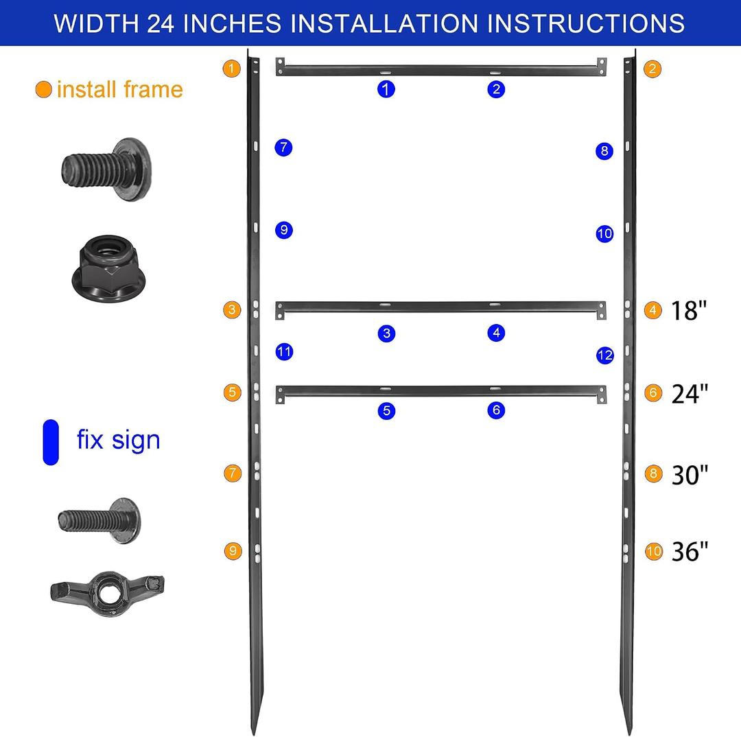 5 pack Metal Yard Sign H-Frame, 24"W x 18/24/30/36"H Adjustable Size Sign Stand, 50" Height, 18" x 24" Yard Sign with 6"H 1 Rider, Open House Signs for Real Estate, Assembly Required(1 Main, 1 Rider)