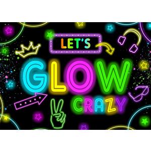 9x6FT Let's Glow Backdrop Vinyl Neon Glow in The Dark Crazy Background for Portrait Studio Props Photoshoot Photography Graffiti Splash Paint Birthday Party Decorations Background