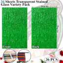 36 Sheets Transparent Stained Glass Sheets, 4 x 6 Inch Mosaic Glass Tiles Bulk for Crafts, Assorted Colors Cathedral Art Glasses Sheets for Stained Glass Making Projects
