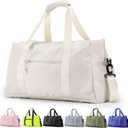 Travel Duffle Bag,Sport Gym Bag for Men And Women with Wet Pocket,Weekender Bag Carry On Tote Bags for Airplane (White)