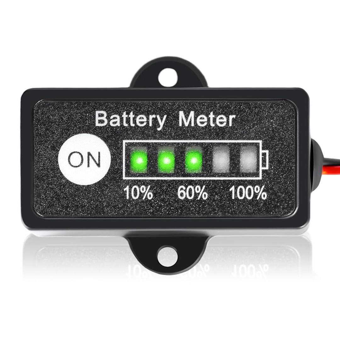 12V 24V 36V 48V Battery Indicator, Waterproof Universal LED Display Battery Meter Gauge for Lithium, LiFePO4, Lead-Acid (24V Pb-Acid Battery Indicator)