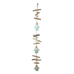 Beachcombers 37" Hanging Decorative Indoor Wood Drop w/Turtles & Driftwood Theme Accent Piece Home Kitchen Living Room Bedroom Summer Coastal Nautical Beach House Decor Decoration Beige