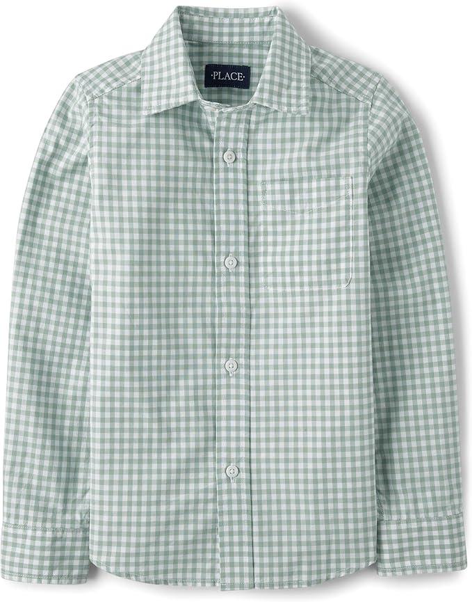 The Children's Place,Boys,Long Sleeve Button Down Shirts,Mint Taffy,Large