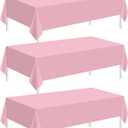 Childom 3 Pack Plastic Tablecloths for Rectangle Tables 54" x 108" Pink Disposable Table Cloths for 6 to 8 Foot Tables Indoor or Outdoor Parties Birthday Wedding Christmas Anniversary Buffet Table