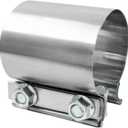 2.5'' Heavy Duty 304 Stainless Steel Lap Joint Exhaust Pipe Seal Band Clamp, Repair Clamp Sleeve Coupler for Emergency Pipe Repair, Pack of 1