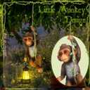Rossesay Solar Light Outdoor Monkey Statues Brown 7.48 Inch Resin Chimpanzee Baby Monkey Climbing on Vine with LED Lantern Waterproof Hanging Figurine with Hook for Yard Garden Wall