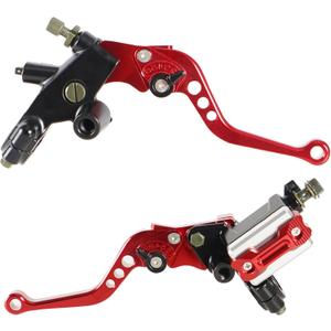 Universal 7/8" Handlebar Motorcycle Brake Clutch Lever with Master Cylinder Reservoir Compatible with Harley Honda Kawasaki Suzuki Yamaha(Red)
