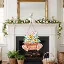 Door Wreath Easter Wooden Easter Door Wreath Easter Wreath Door Easter Wreaths Wooden Door Decoration Easter Bunny Easter Egg Easter Decoration Hanging for Front Doors, Walls, Windows