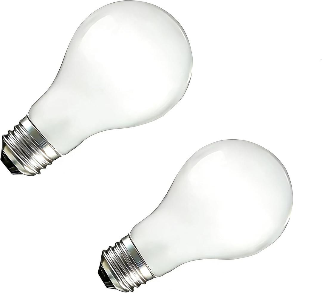 60 Watt Incandescent Light Bulbs, A19 Shatter Resistant Rough Service Light Bulb, Soft White, E26 Medium Base, Dimmable (2 Pack)