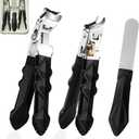 3pc Nail Clippers Set for Thick Toenails  Black Stainless Steel Slanted & Flat Clippers with Nail File, Wide Jaw Heavy Duty Anti-Splash Cutter for Seniors, Men and Women