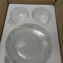Havawish 18 Pcs Glass Dinnerware Set Sleek Round Clear Glass Plate and Bowl Sets for Dessert, Salad, Fruit, Dishwasher, Microwave Safe Kitchen Dining
