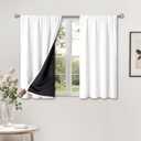 BGment Short Blackout Curtains for Small Window 40 Inch Long, Thermal Insulated Full Room Darkening Bedroom Curtains Noise Cancelling Privacy Rod Pocket Kitchen Curtains, 2 Panels, 42 Wide, Pure White