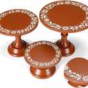 Amyhill 3 Set Mexican De Barro Cielito Lindo Cake Stand Party Decoration 8" 10" 12" Metal Orange Round Dessert Pie Display Holder for Wedding Celebration Birthday Baby Shower Cinco De Mayo (Classic)