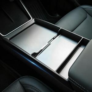 Center Console Organizer Tray for 2025-2026 Tesla Model Y Juniper and 2024-2026 Model 3 Highland (Standard, Premium & Performance) - Console Storage Rack - Black