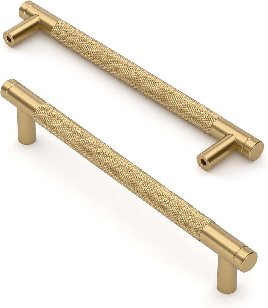 Asidrama 10 Pack 6.3 Inch(160mm) Champagne Bronze Cabinet Pulls Knurled Cabinet Handles Cupboard Handles Kitchen Cabinet Hardware for Cupboard Drawer Pulls 4483