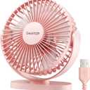 Gaiatop USB Desk Fan, 5.5 Inch Small Quiet Powerful 3 Speeds 90 Rotate, Personal Mini Portable Desktop Table Fans, Cooling for Home Office Car Travel Indoor Outdoor Pink