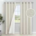 YoungsTex Linen 100% Blackout Curtains for Bedroom 80 Inches Long, Grommet Thermal Insulated Drapes Full Room Darkening with White Liner for Living Room, 2 Panels, 52 X 80 Inch