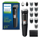 Norelco Philips Multigroom 3000 Series, All-in-One Trimmer, Beard Trimmer and Hair Clipper, 15-Piece Men's Grooming Kit for Head, Beard, Face, Nose, Ears, No Blade Oil Needed, Soft Pouch, MG3770/40