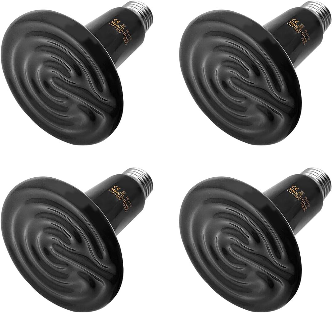 BNOSDM Reptile 150W Ceramic Heat Emitter,4 Pack Reptiles Heat Lamp Bulbs,Ceramic Heat Lamp,Brooder Coop Heater Lamp Bulb for Amphibian Reptiles Lizard Turtle Chicken