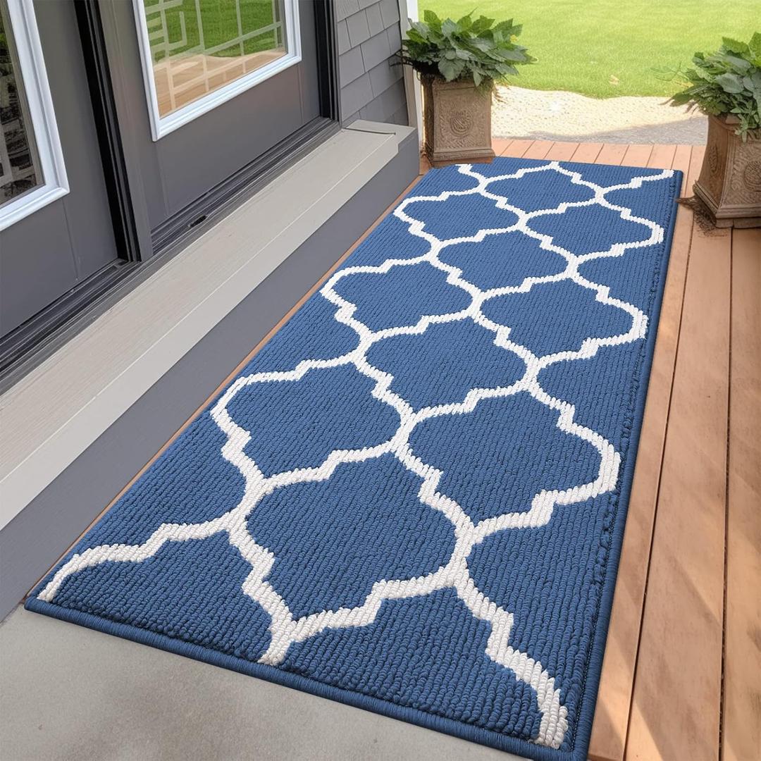OLANLY Indoor Door Mat, 32" x 48" , Non-Slip Absorbent Resist Dirt Entrance Mat, Washable Low-Profile Inside Floor Mat Doormats for Entryway, Navy