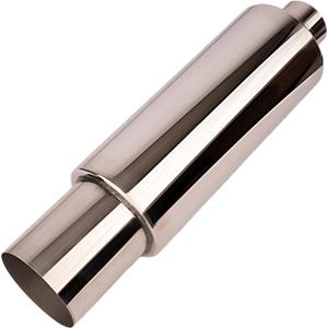 2.5 Inch Inlet 4.0 Inch Outlet Exhaust Muffler 2.5" to 4.0" Universal 18.5" Length Stainless Steel Polished Exhaust Tip Non Burnt