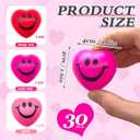 30 Pieces Heart Stress Relief Balls,3 Colors Mini Heart Balls,Smile Funny Face Foam Balls for Valentine Day,School Carnival Reward,Party Gift Bag Fillers