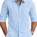 COOFANDY Men's Long Sleeve Cotton Linen Shirt Beach Button Down Shirts Casual Button Up Shirt Summer, Size M 