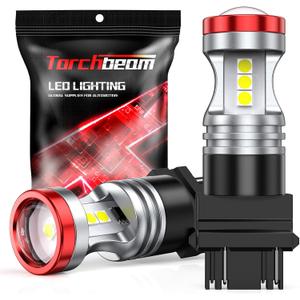 Torchbeam 3157 LED Light Bulbs 3600 Lumens with Projector Error-free For Reverse Back Up Lights DRL Brake Lights Fit 3156 3057 3056 4157 6500K Xenon WhitePack of 2