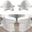 ZUNON Toilet Bolt Caps, Decorative Toilet Bolt Covers, Ceramic Cute Frog Covers Toilet Bolts Bathroom Decor Easy Installation Set of 2 (White Turtle 2pcs)